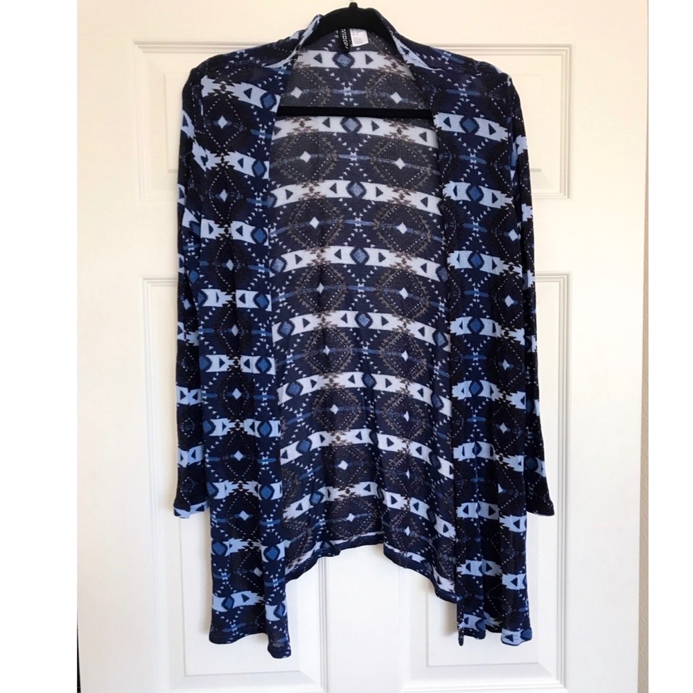 Tribal Blue Open Cardigan / M or S